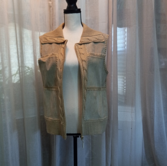 Designers studio sweater/ leather vest - Picture 3 of 6